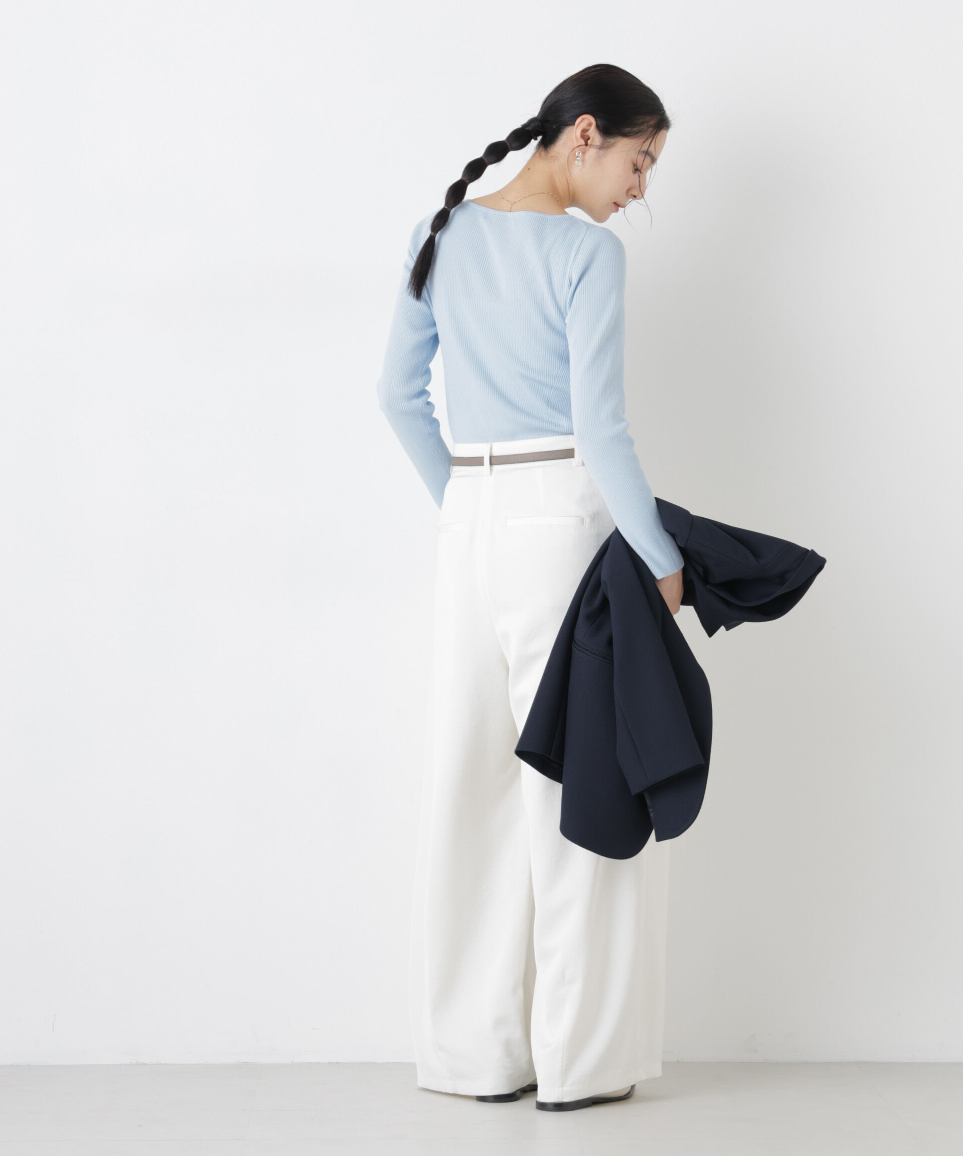 nano･universe「ウォッシャブルハイツイストボートネックリブニット」|ニット・セーター|