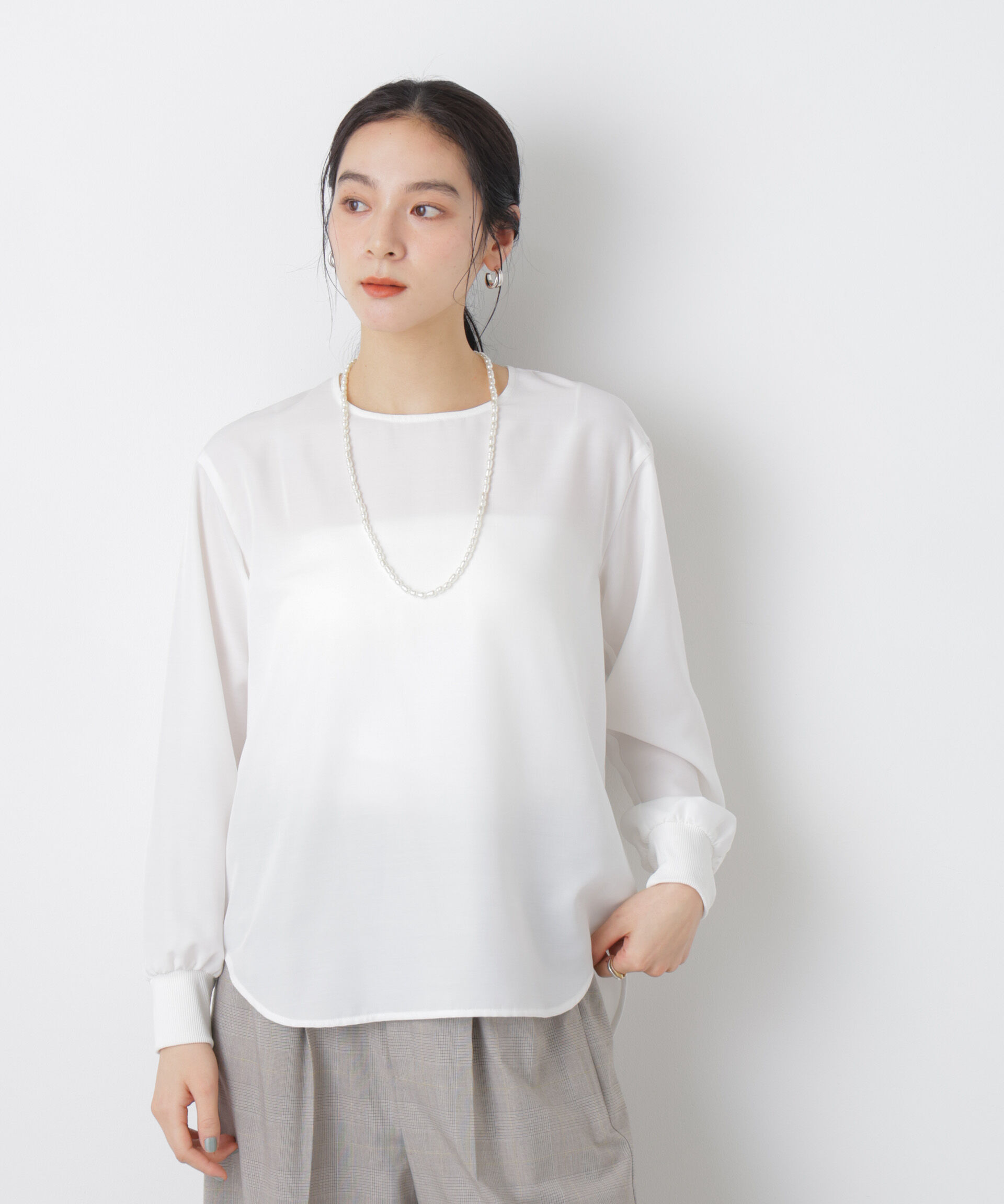 nano･universe「クルーネックイージーブラウス」|シャツ・ブラウス|