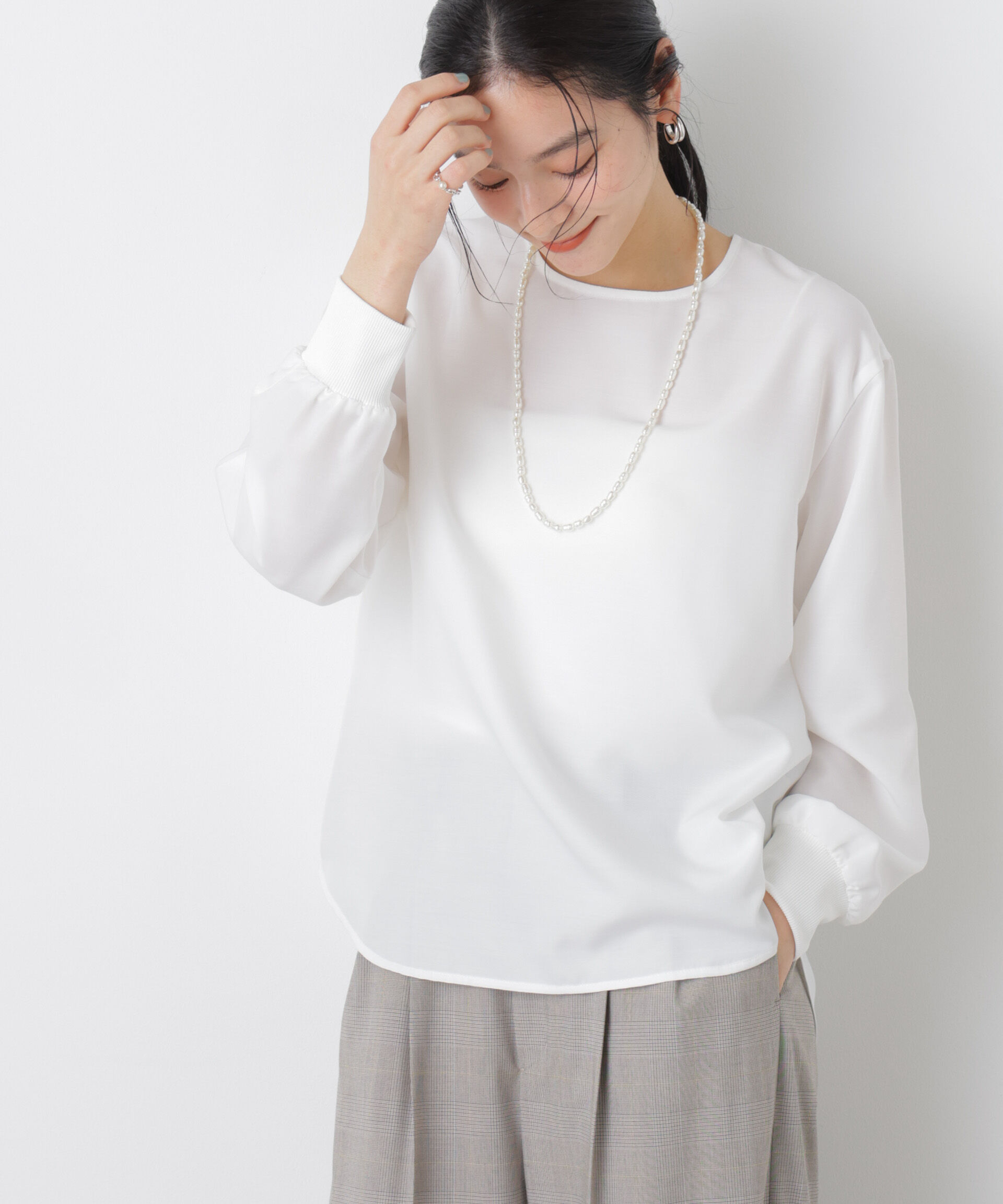 nano･universe「クルーネックイージーブラウス」|シャツ・ブラウス|