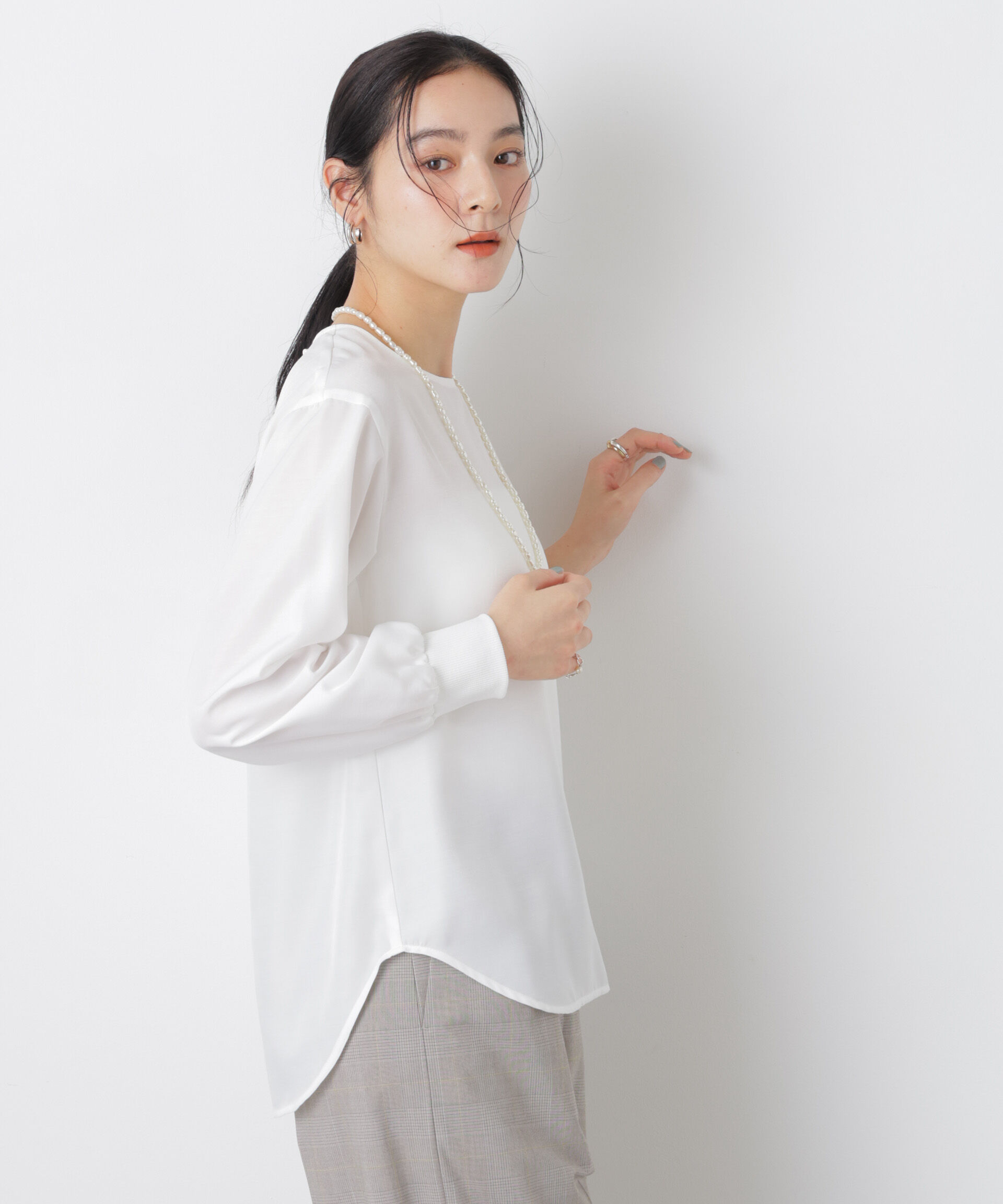 nano･universe「クルーネックイージーブラウス」|シャツ・ブラウス|