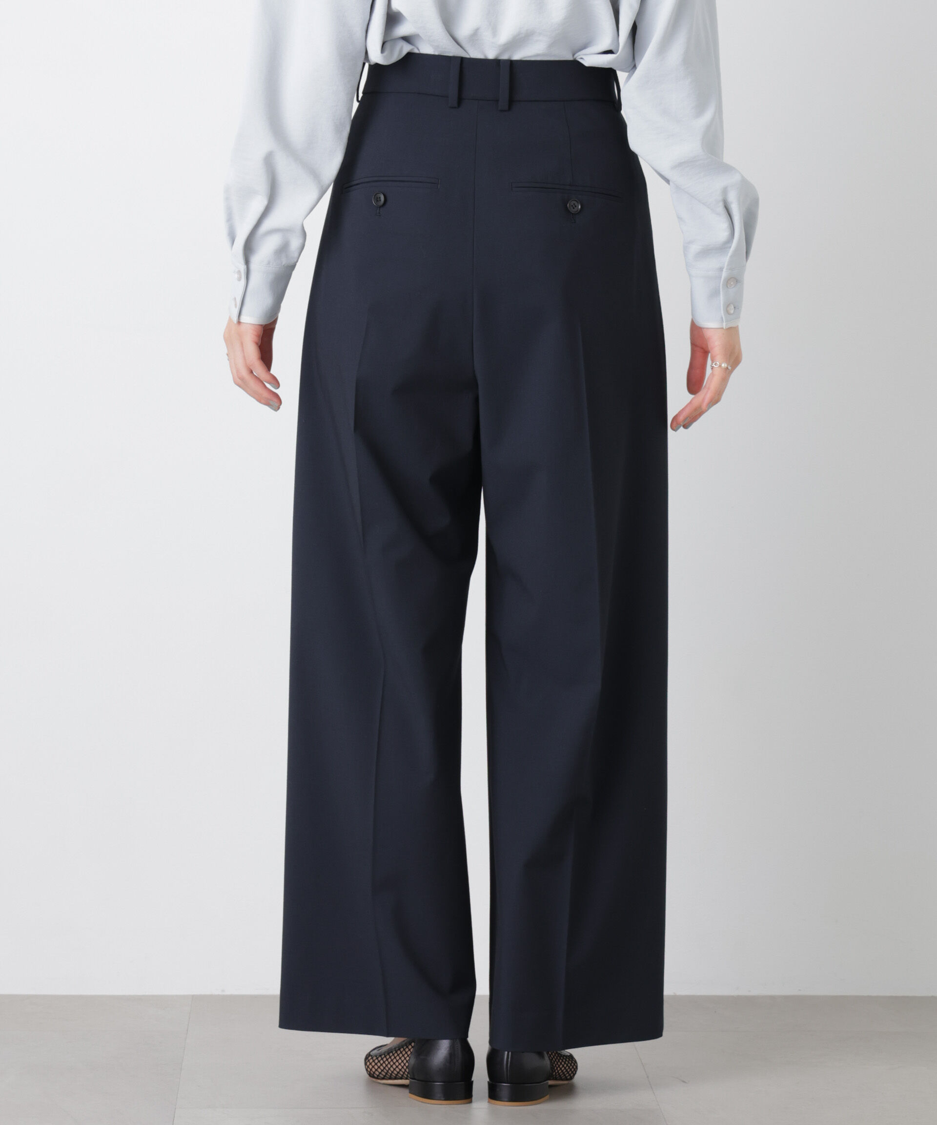 nano･universe「トロストレッチ2タックワイドパンツ(セットアップ可)」|チノ|