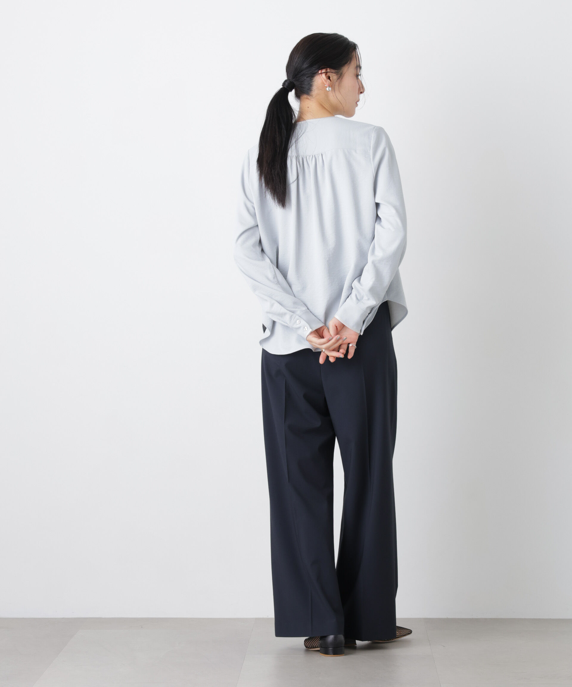 nano･universe「トロストレッチ2タックワイドパンツ(セットアップ可)」|チノ|