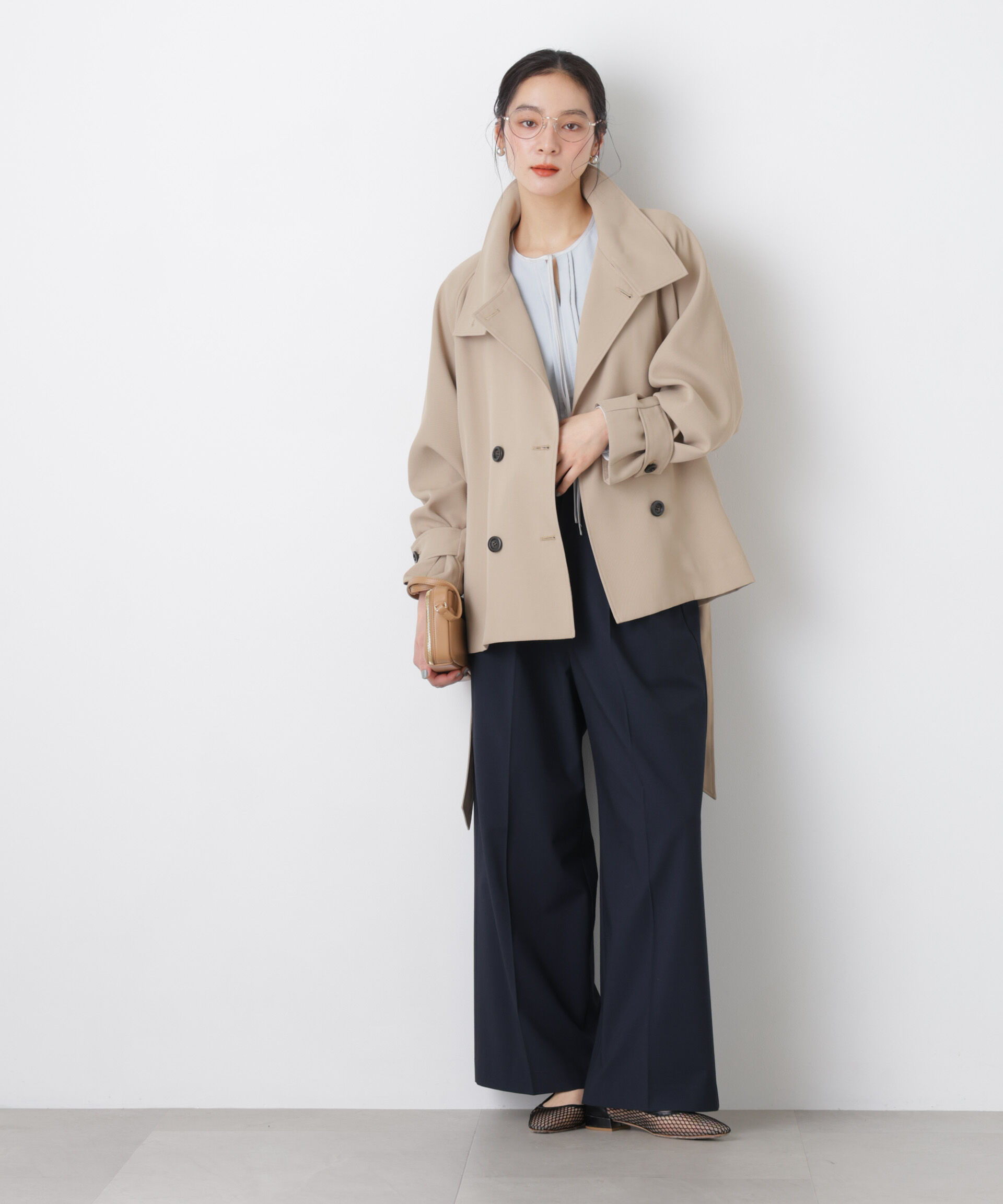 nano･universe「トロストレッチ2タックワイドパンツ(セットアップ可)」|チノ|