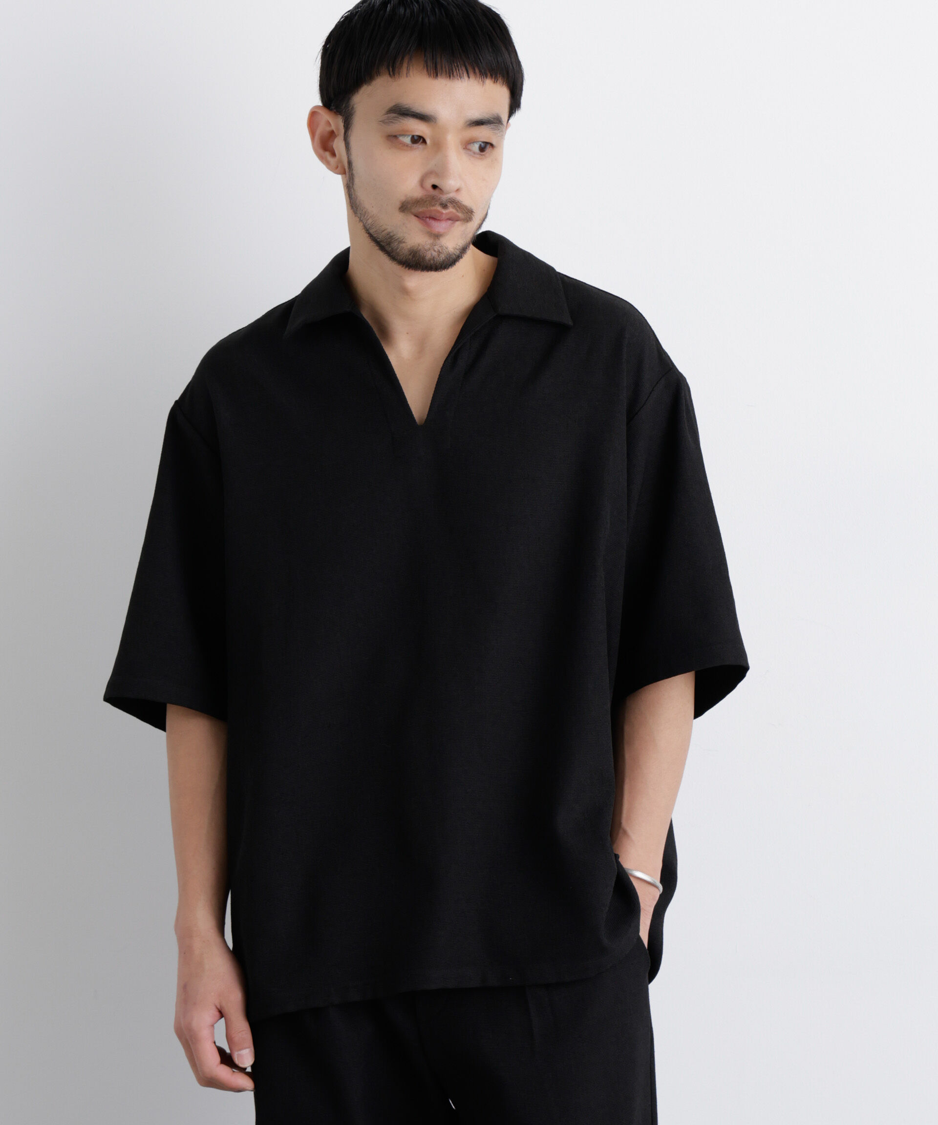 nano･universe「「Meaningful Continuity」coveross(R) EOS ポリエステルブッチャースキッパーシャツ」|シャツ・ブラウス|