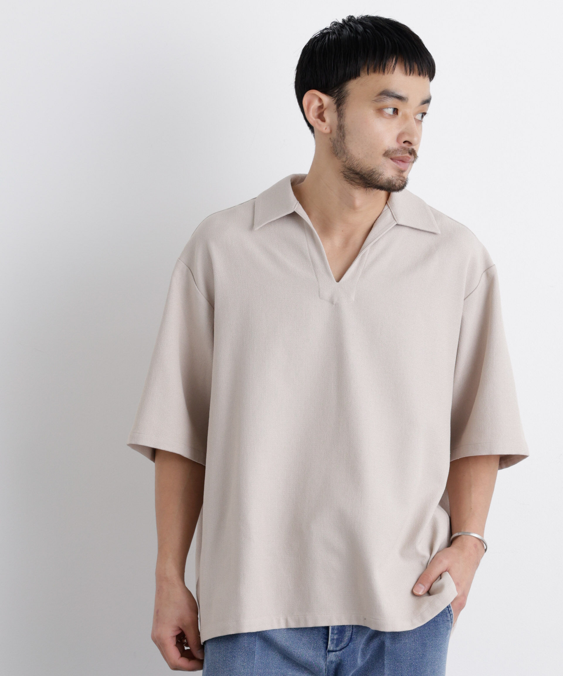 nano･universe「「Meaningful Continuity」coveross(R) EOS ポリエステルブッチャースキッパーシャツ」|シャツ・ブラウス|