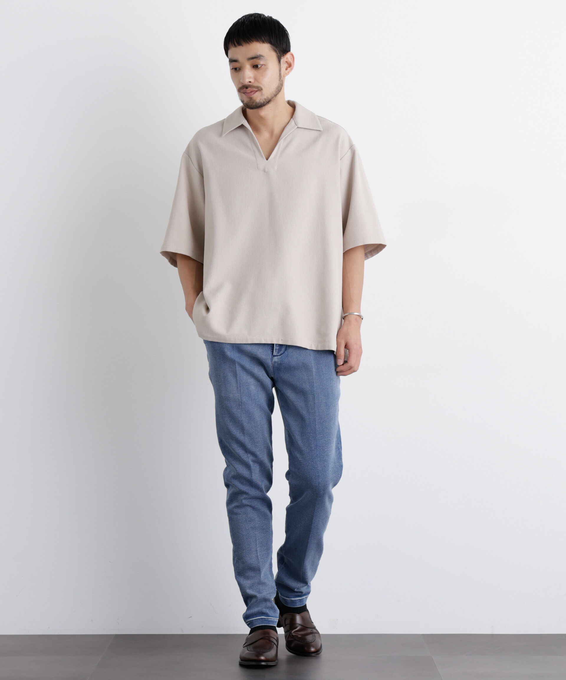 nano･universe「｢Meaningful Continuity｣ ストレッチデニムトラウザーズ」|チノ|