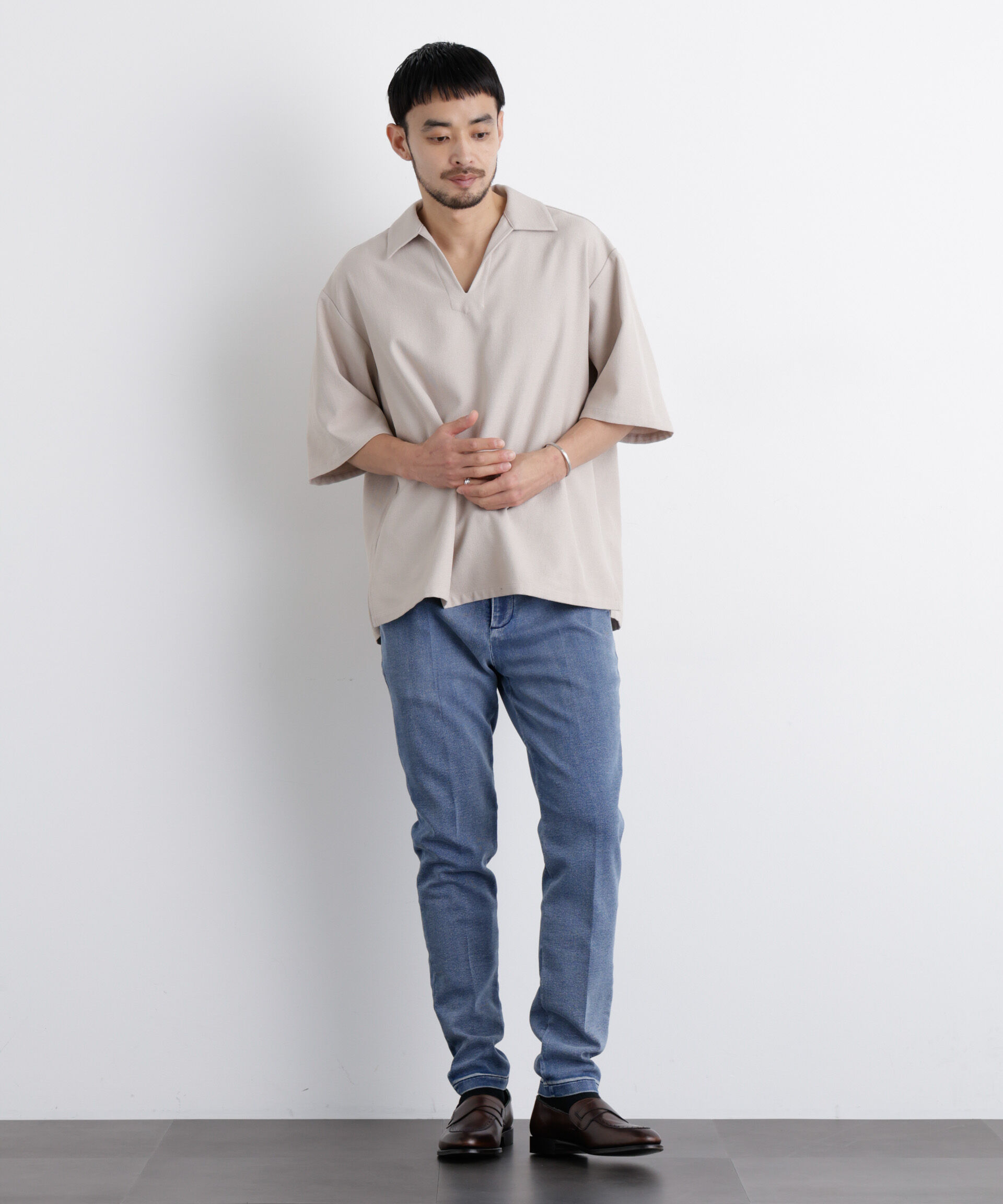 nano･universe「｢Meaningful Continuity｣ ストレッチデニムトラウザーズ」|チノ|