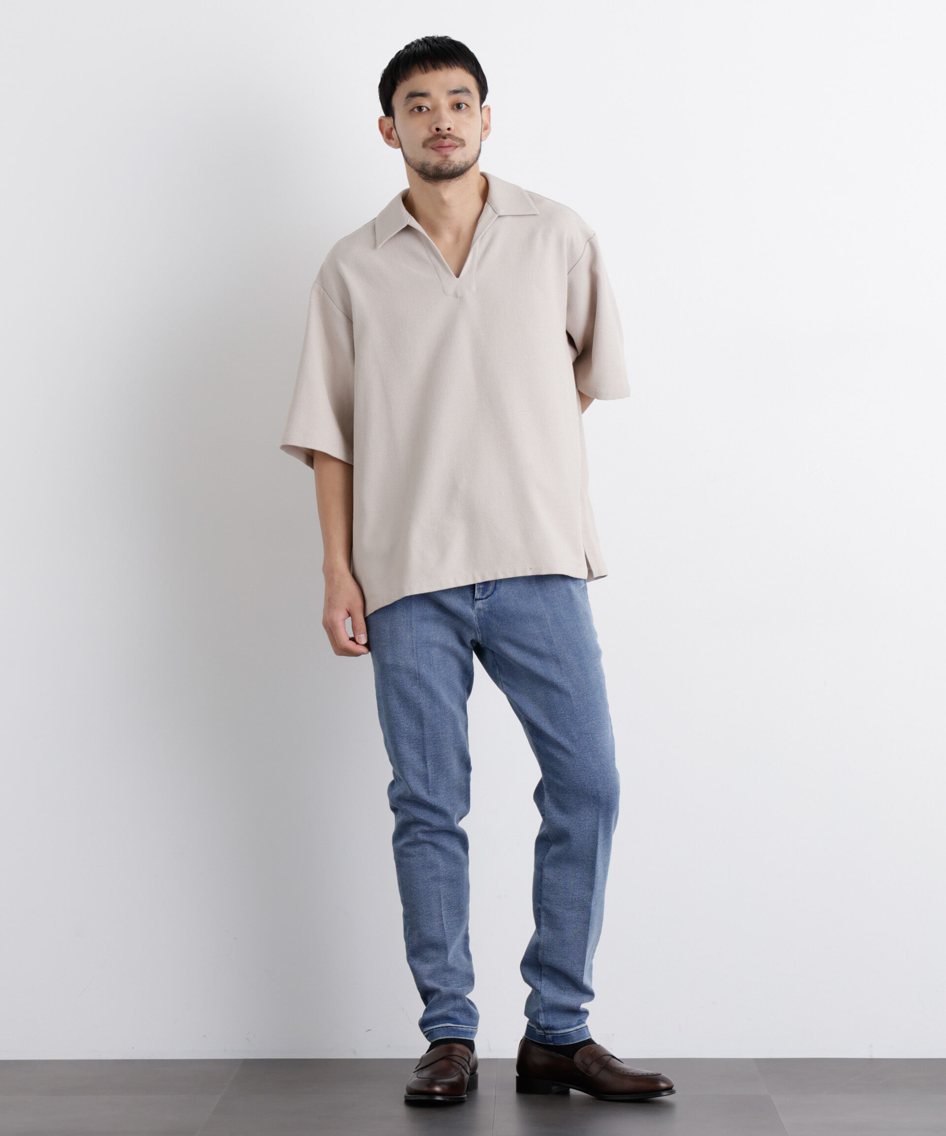 nano･universe「｢Meaningful Continuity｣ ストレッチデニムトラウザーズ」|チノ|