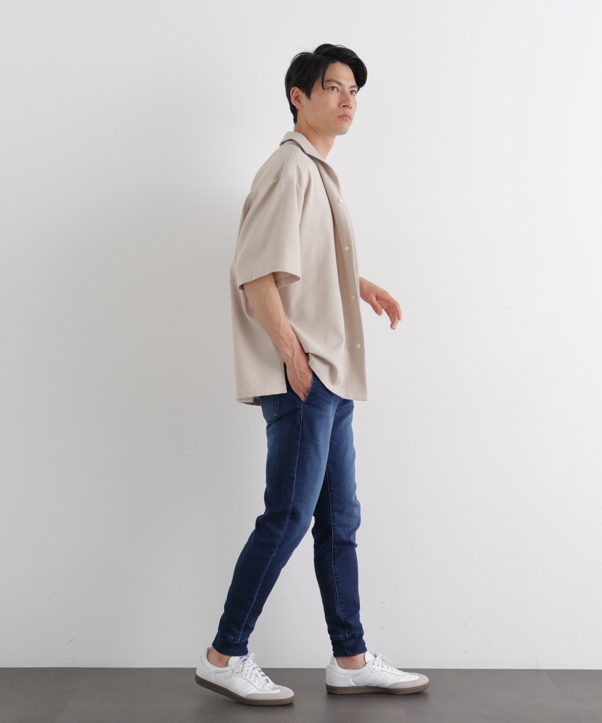 nano･universe「｢Meaningful Continuity｣ ストレッチデニムジョガーパンツ」|チノ|