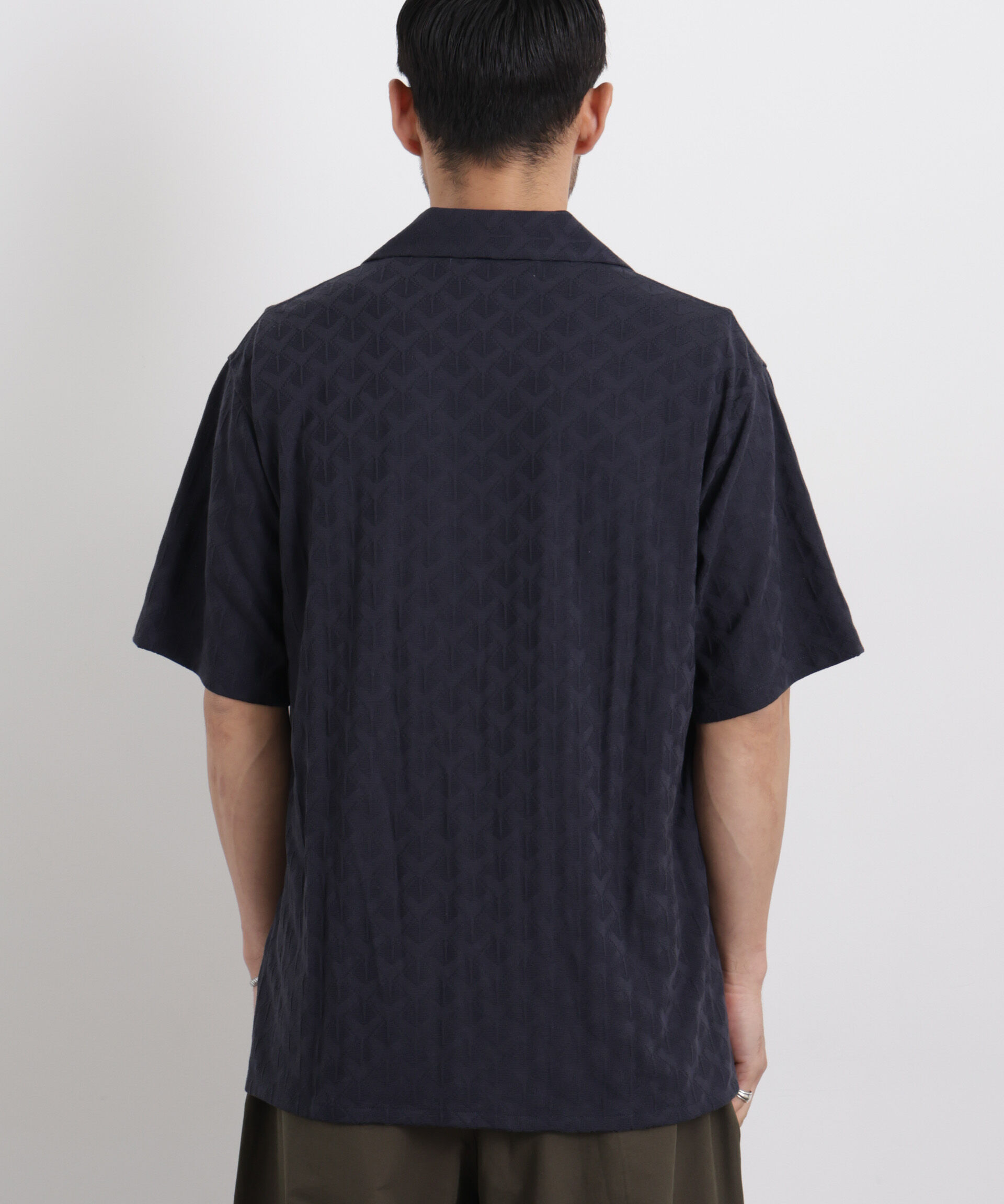 nano･universe「WEB限定/ジャガードオープンカラーシャツ 半袖」|シャツ・ブラウス|