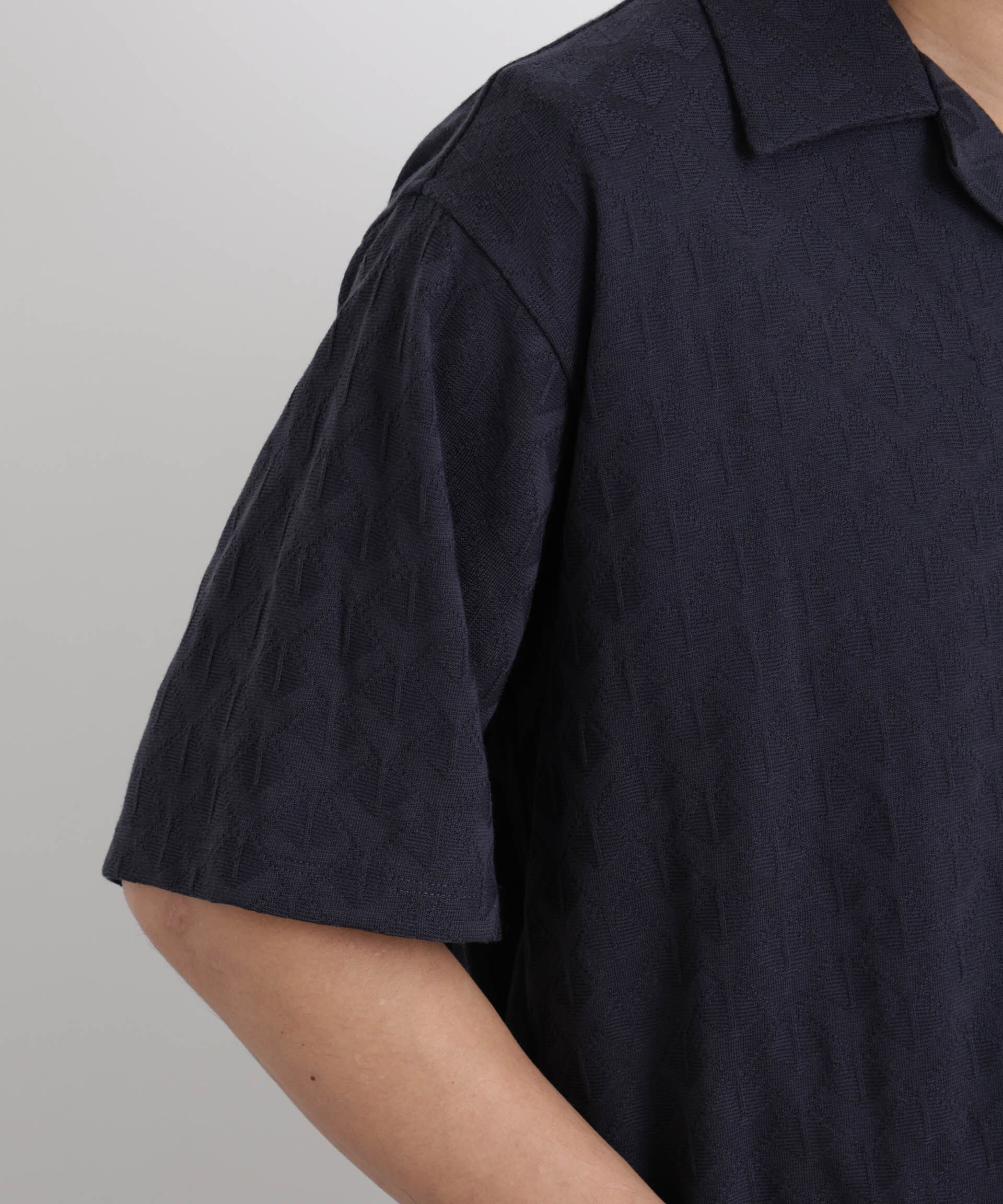 nano･universe「WEB限定/ジャガードオープンカラーシャツ 半袖」|シャツ・ブラウス|