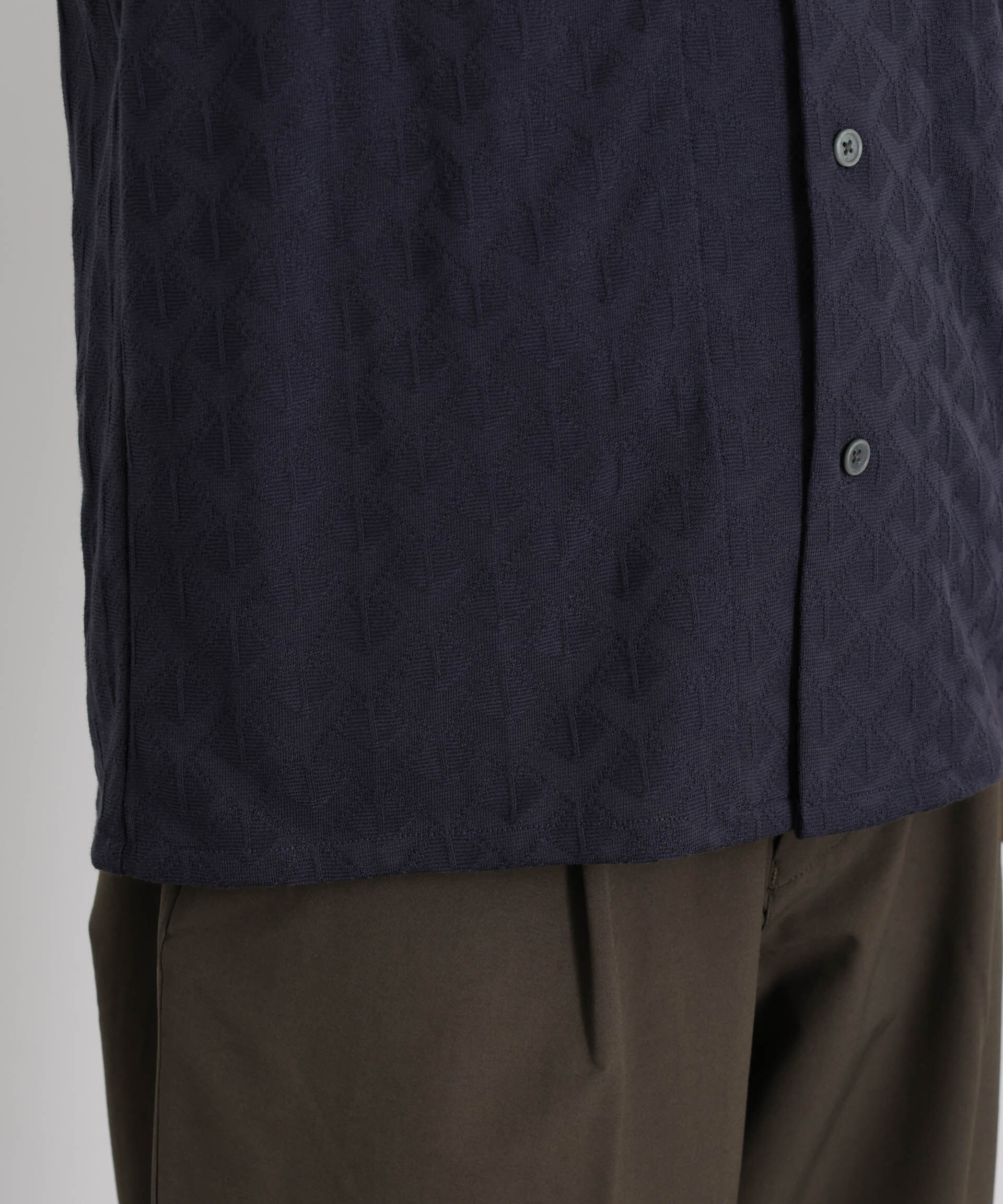 nano･universe「WEB限定/ジャガードオープンカラーシャツ 半袖」|シャツ・ブラウス|