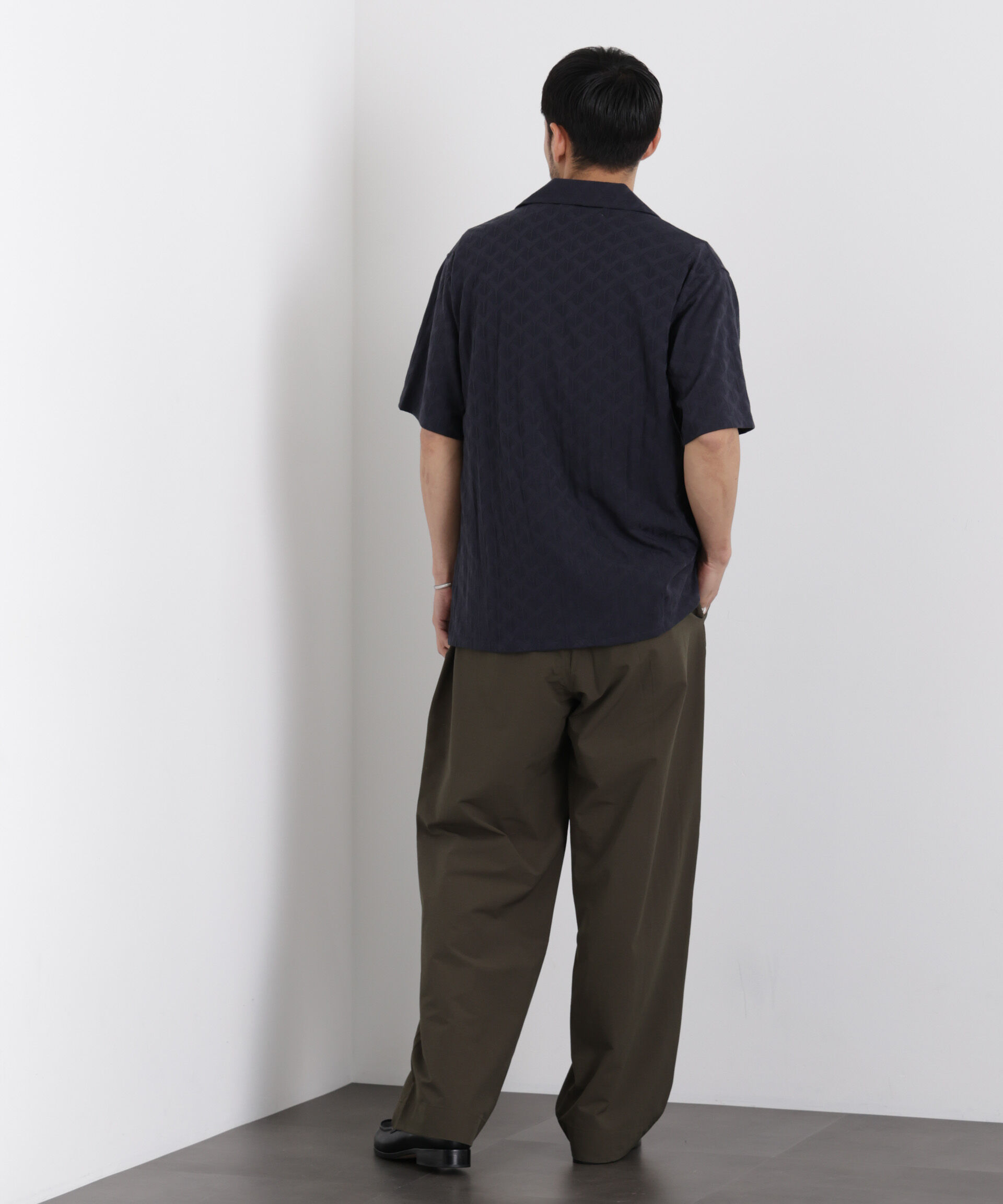 nano･universe「WEB限定/ジャガードオープンカラーシャツ 半袖」|シャツ・ブラウス|