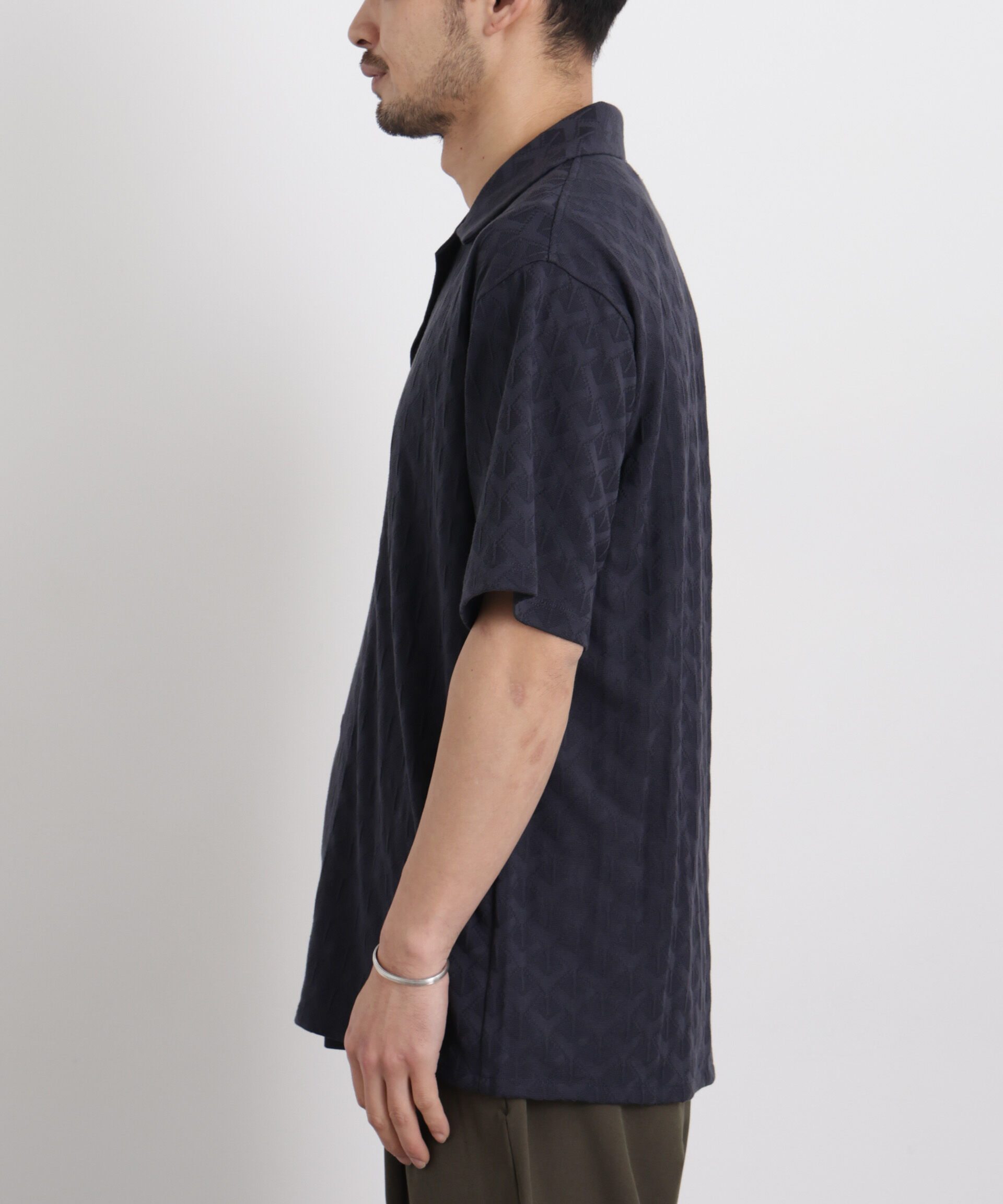 nano･universe「WEB限定/ジャガードオープンカラーシャツ 半袖」|シャツ・ブラウス|