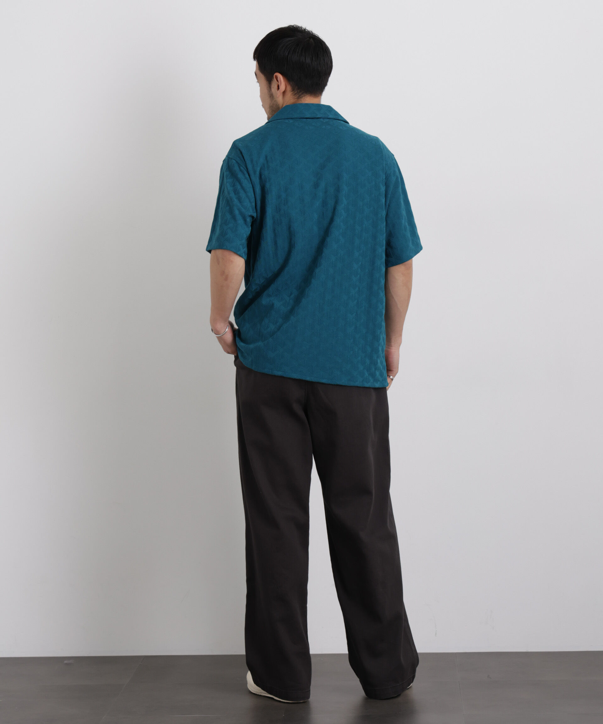 nano･universe「WEB限定/ジャガードオープンカラーシャツ 半袖」|シャツ・ブラウス|