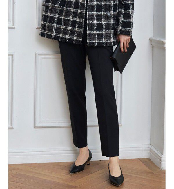 自由区「【撥水加工・洗える】TRギャバ裏起毛テーパード パンツ」|その他|ブラック