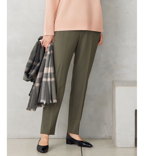 自由区「【撥水加工・洗える】TRギャバ裏起毛テーパード パンツ」|その他|ダークカーキ