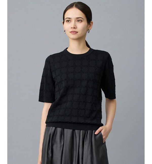 自由区「ジオメトリックアセテート プルオーバー」|ニット・セーター|ブラック