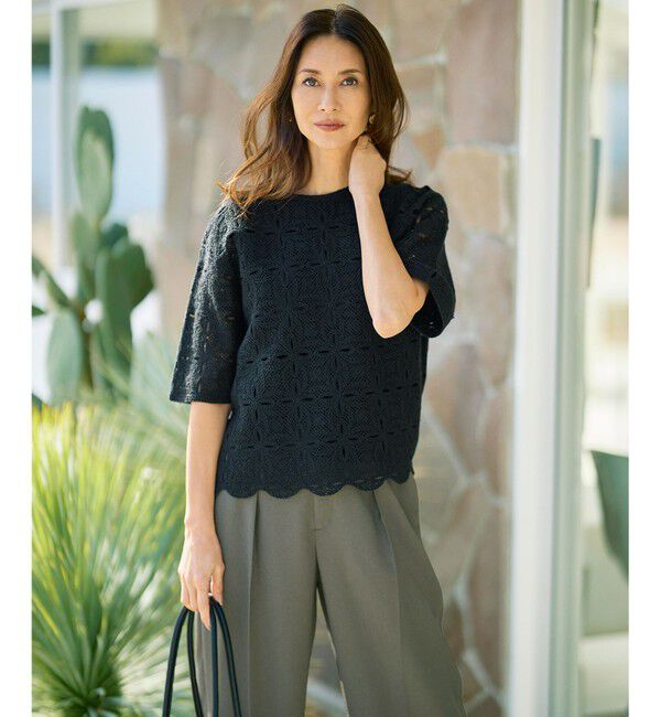 自由区「【1枚でキレイ見え】エンブロイダリー ニット」|ニット・セーター|