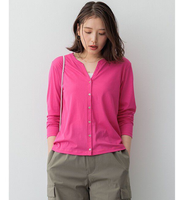 23区「【SLOW/一部店舗限定】シアーツイストシングルジャージー カーディガン」|Tシャツ・カットソー|ローズ系