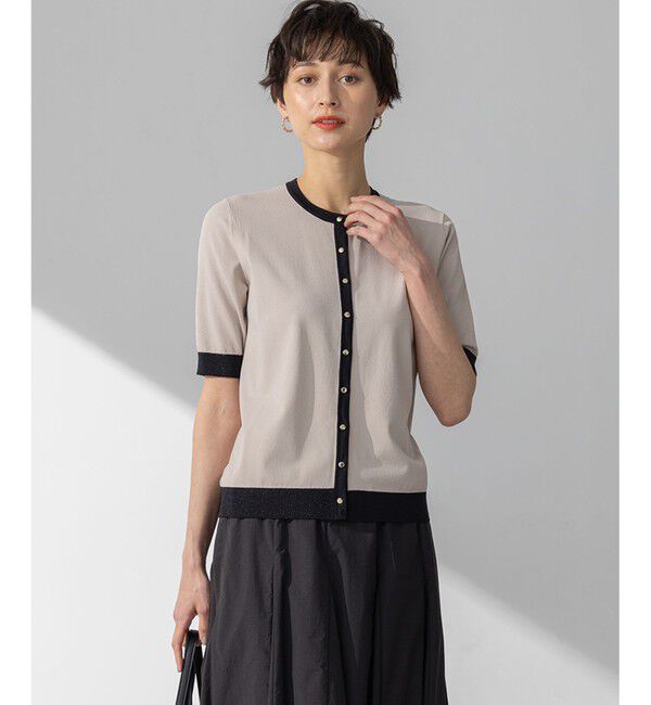23区「【WEB&一部店舗限定/洗える】レーヨンポリエステルストレッチ 半袖 カーディガン」|カーディガン|ﾍﾞｰｼﾞｭ&times;