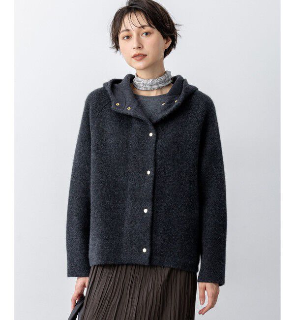 23区「【VERY掲載】ラクーンブレンドダブルフェイス ニット フーディー」|カーディガン|グレー系