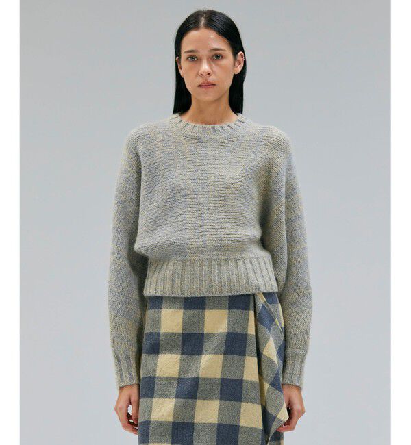 BEIGE,「MARANA / モヘア混ミックスドルマンニット」|ニット・セーター|Gray x Mustard