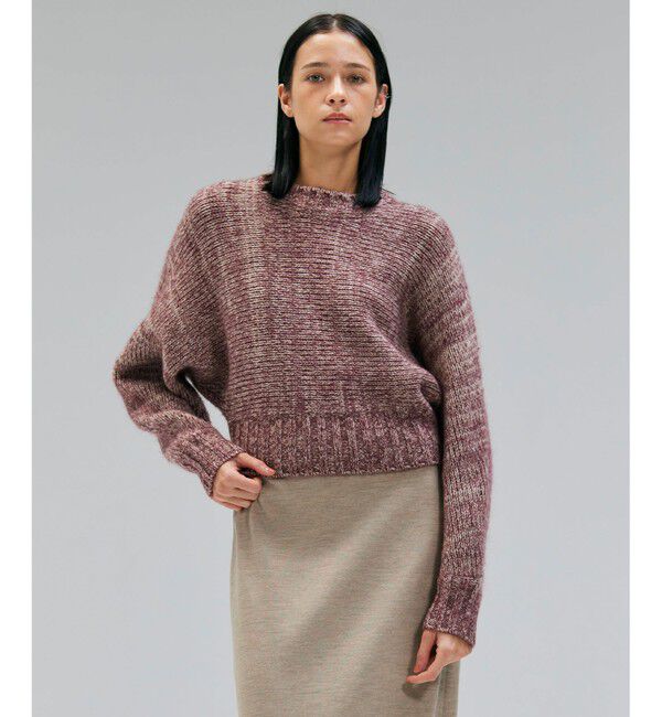 BEIGE,「MARANA / モヘア混ミックスドルマンニット」|ニット・セーター|Taupe x Bordeaux