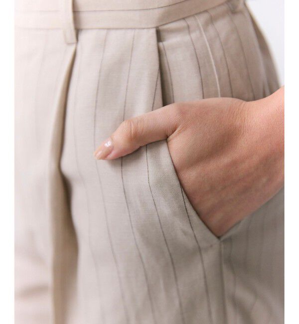 BEIGE,「ERYTH / リネンストライプ タックワイドパンツ」|その他|