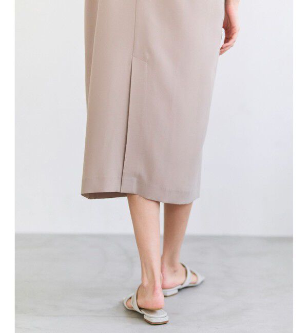 BEIGE,「FLEUR / 異素材ネック ロングワンピース」|ワンピース|