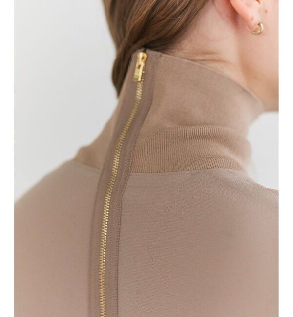 BEIGE,「FLEUR / 異素材ネック ロングワンピース」|ワンピース|