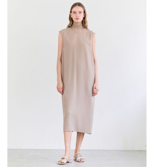 BEIGE,「FLEUR / 異素材ネック ロングワンピース」|ワンピース|