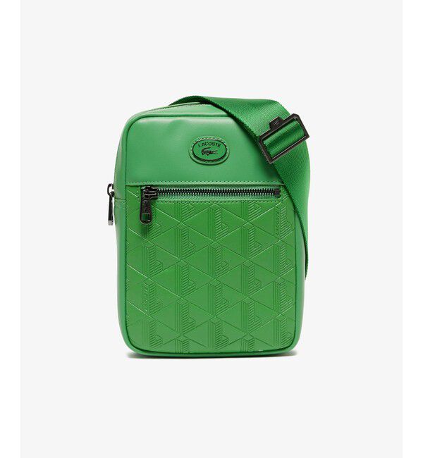 LACOSTE「NOMOGRAMME スプレットレザー モノグラムショルダーバッグ」|ショルダー・メッセンジャー|グリーン