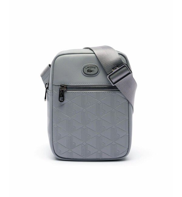 LACOSTE「NOMOGRAMME スプレットレザー モノグラムショルダーバッグ」|ショルダー・メッセンジャー|グレー