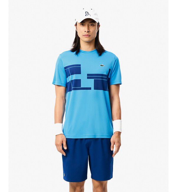 LACOSTE「UPF50＋ UVカット 『ノバク・ジョコビッチ』コートプリント ウルトラドライ 半袖Tシャツ」|Tシャツ・カットソー|