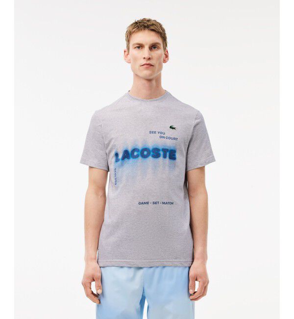 LACOSTE「吸水速乾『ダニール・メドベージェフ』ネームグラフィックTシャツ」|Tシャツ・カットソー|グレー