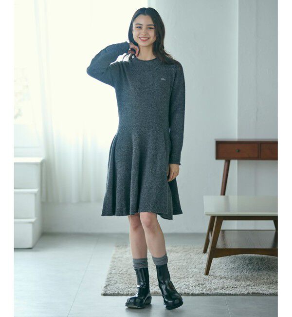 LACOSTE「3Dニッティングシームレスフレアドレスセーター」|ワンピース|