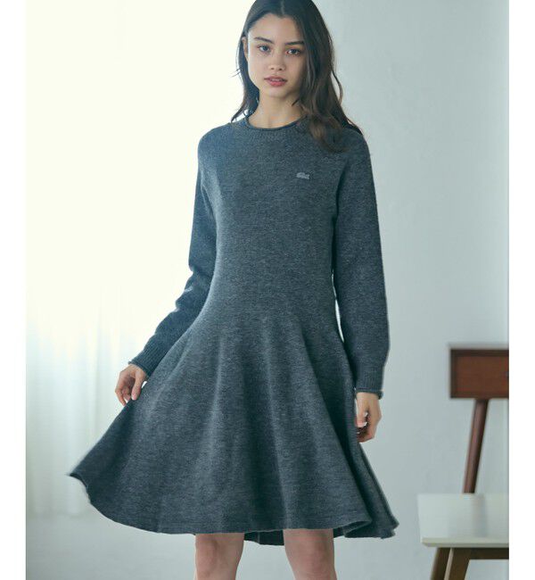 LACOSTE「3Dニッティングシームレスフレアドレスセーター」|ワンピース|