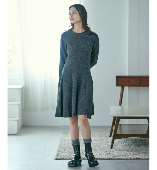 LACOSTE「3Dニッティングシームレスフレアドレスセーター」|ワンピース|