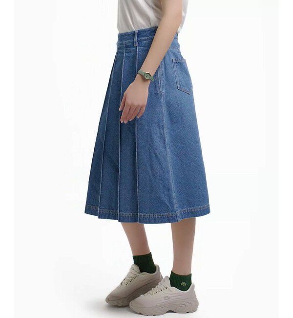 LACOSTE「アシンメトリーデニムプリーツラップスカート」|スカート|