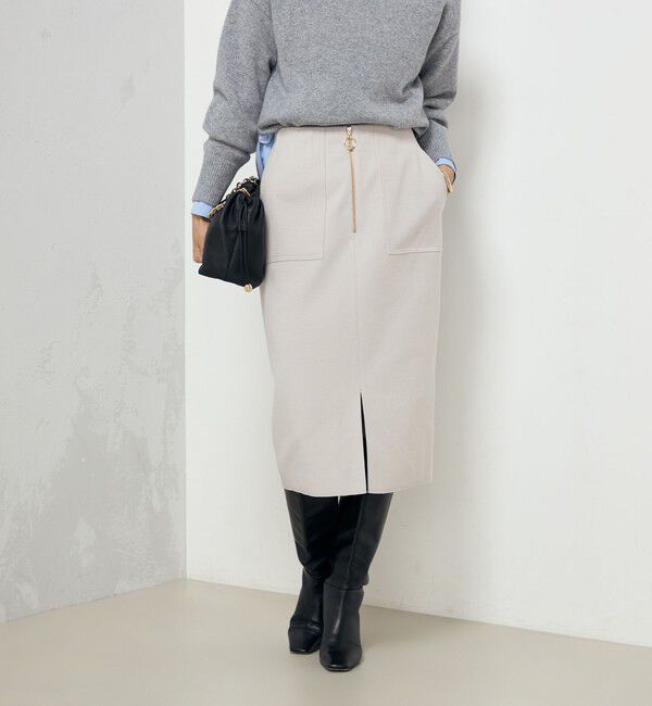 NOLLEY'S sophi「ウォッシャブルダブルジャージハーフジップタイトスカート」|タイト|
