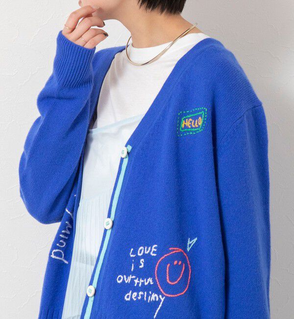Rie Miller「《手洗い可能》ハンド刺繍Vネックカーディガン」|カーディガン|