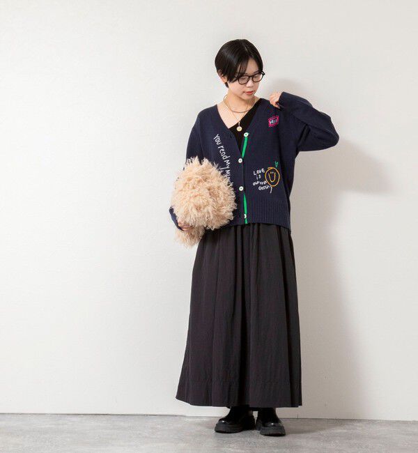 Rie Miller「《手洗い可能》ハンド刺繍Vネックカーディガン」|カーディガン|