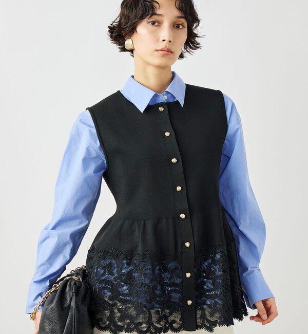 NOLLEY'S「《手洗い可能》レース付きペプラムベスト」|ベスト・ジレ|