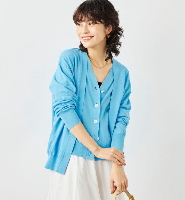 NOLLEY'S「《手洗い可能》ベストドッキングVネックカーディガン」|カーディガン|ブルー