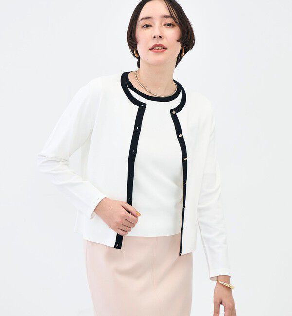 NOLLEY'S sophi「《アンサンブル対応》 《手洗い可能》マルチファンクションクルーネックカーディガン」|カーディガン|ホワイト