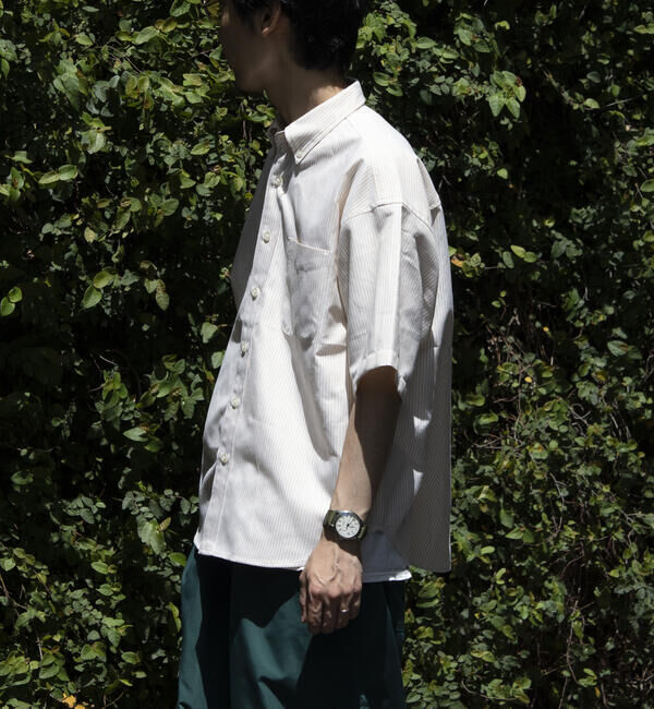 GLOSTER「【GLOSTER/グロスター】オーバーサイズ オックスボタンダウン ストライプシャツ 半袖」|シャツ・ブラウス|