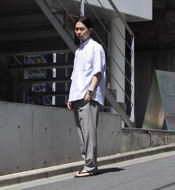 GLOSTER「【GLOSTER/グロスター】オーバーサイズ オックスボタンダウン ストライプシャツ 半袖」|シャツ・ブラウス|