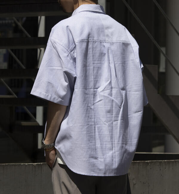 GLOSTER「【GLOSTER/グロスター】オーバーサイズ オックスボタンダウン ストライプシャツ 半袖」|シャツ・ブラウス|