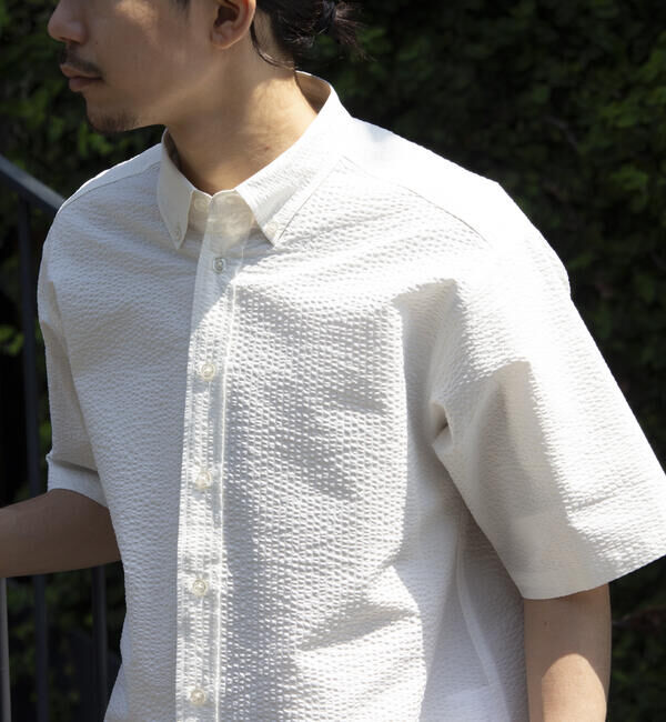 GLOSTER「【GLOSTER/グロスター】シアサッカー ボタンダウン半袖シャツ」|シャツ・ブラウス|